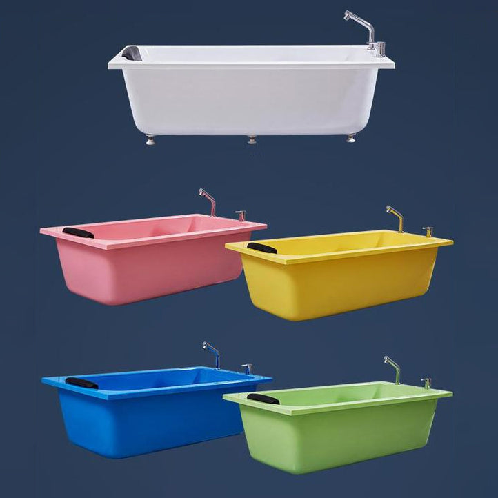 Matte Finish Acrylic Rectangular Bathtub Modern Soaking Freestanding Tub