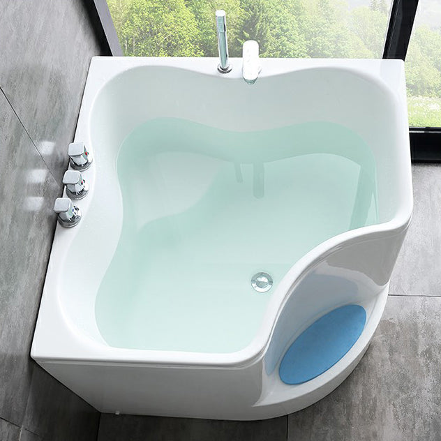 Modern Corner Soaking Bathtub White Acrylic Bathtub with Center-Front Drain