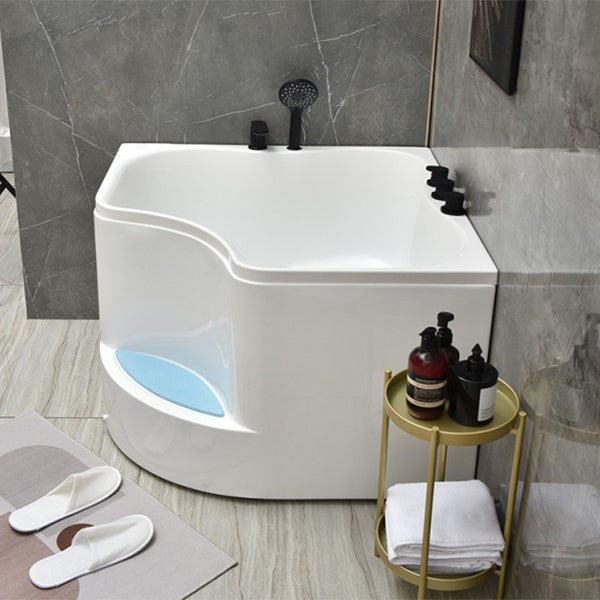 Modern Corner Soaking Bathtub White Acrylic Bathtub with Center-Front Drain