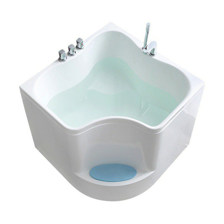 Modern Corner Soaking Bathtub White Acrylic Bathtub with Center-Front Drain