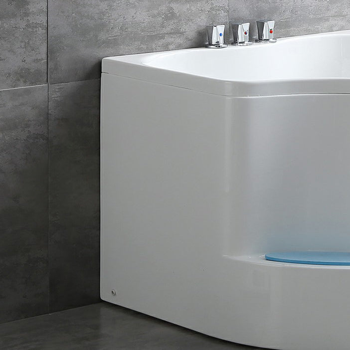 Modern Corner Soaking Bathtub White Acrylic Bathtub with Center-Front Drain