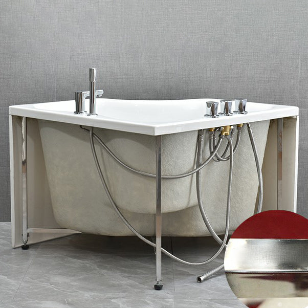 Modern Corner Soaking Bathtub White Acrylic Bathtub with Center-Front Drain