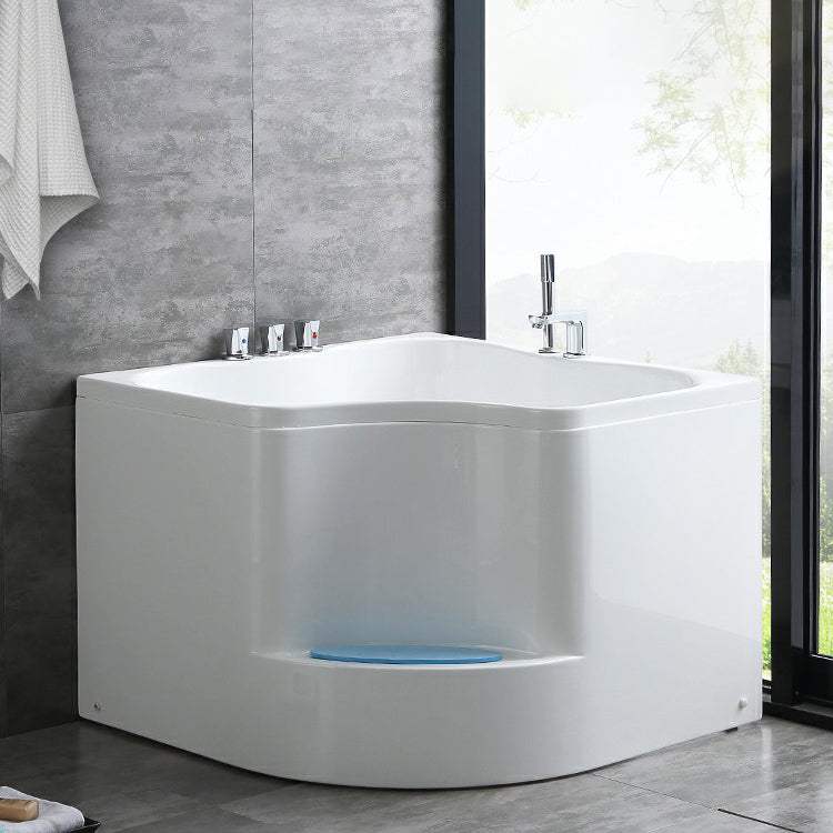 Modern Corner Soaking Bathtub White Acrylic Bathtub with Center-Front Drain