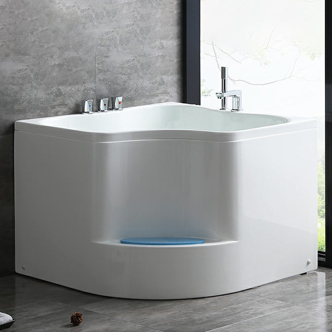 Modern Corner Soaking Bathtub White Acrylic Bathtub with Center-Front Drain
