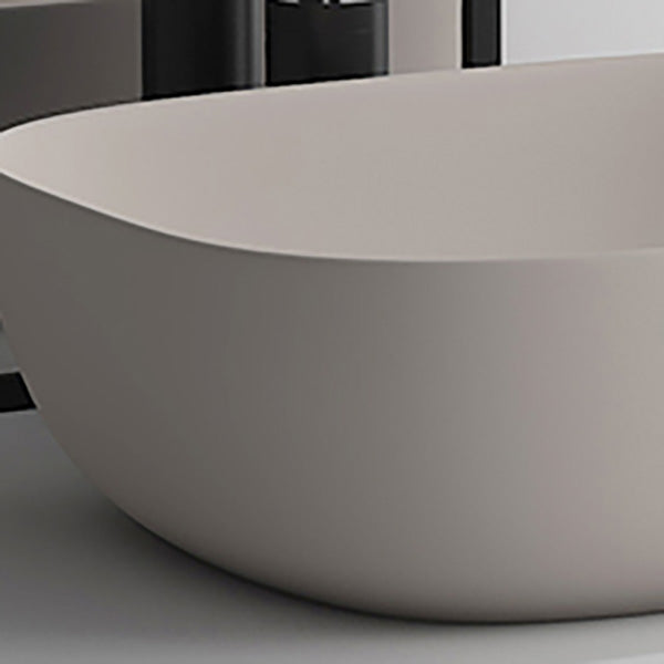 Modern Bathroom Sink Pop-Up Drain Porcelain Solid Color Oval-Shape Vessel