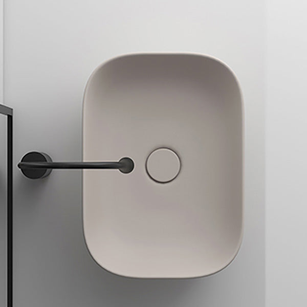 Modern Bathroom Sink Pop-Up Drain Porcelain Solid Color Oval-Shape Vessel