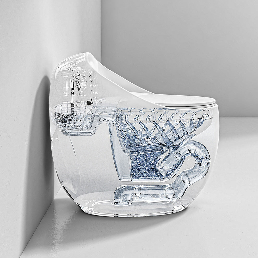 Floor Mount Flush Toilet Modern Concealed Tank One-Piece Toilet with Slow Close Seat