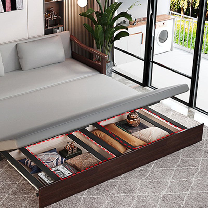 Faux leather Sofa Bed 31.49" Wide Solid Wood Contemporary Sleeper Sofa