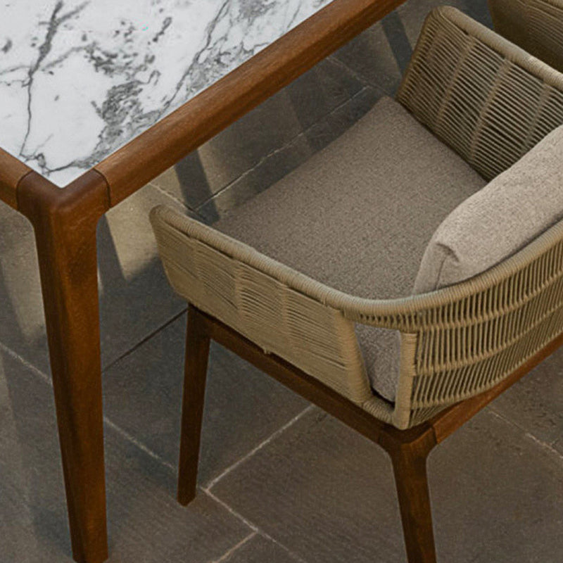 Boho Stone Dining Set 1/7 Piece Solid Wood Dining Table Set for Outdoor