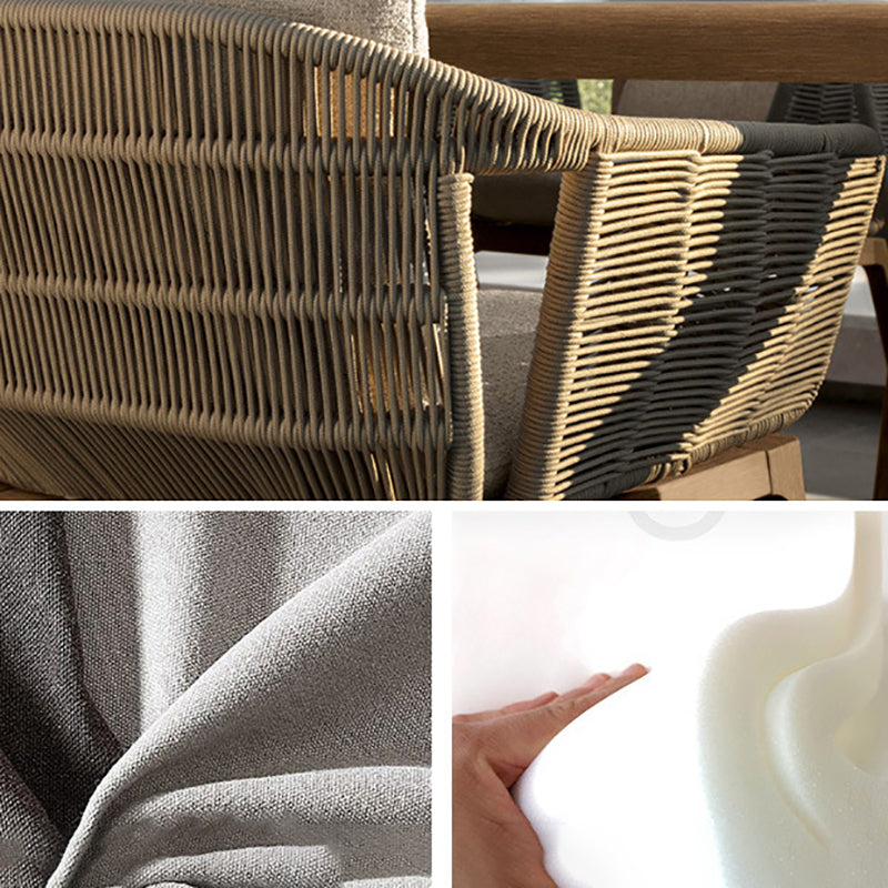 Boho Stone Dining Set 1/7 Piece Solid Wood Dining Table Set for Outdoor