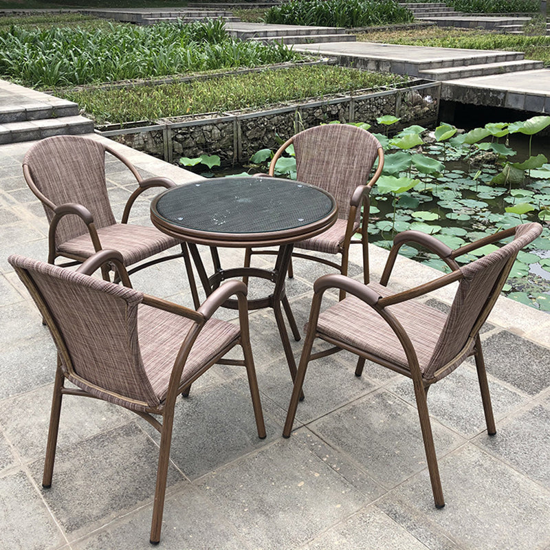 Modern Tempered Glass Dining Table Set 1/5 Pieces Dining Table Set for Outdoor