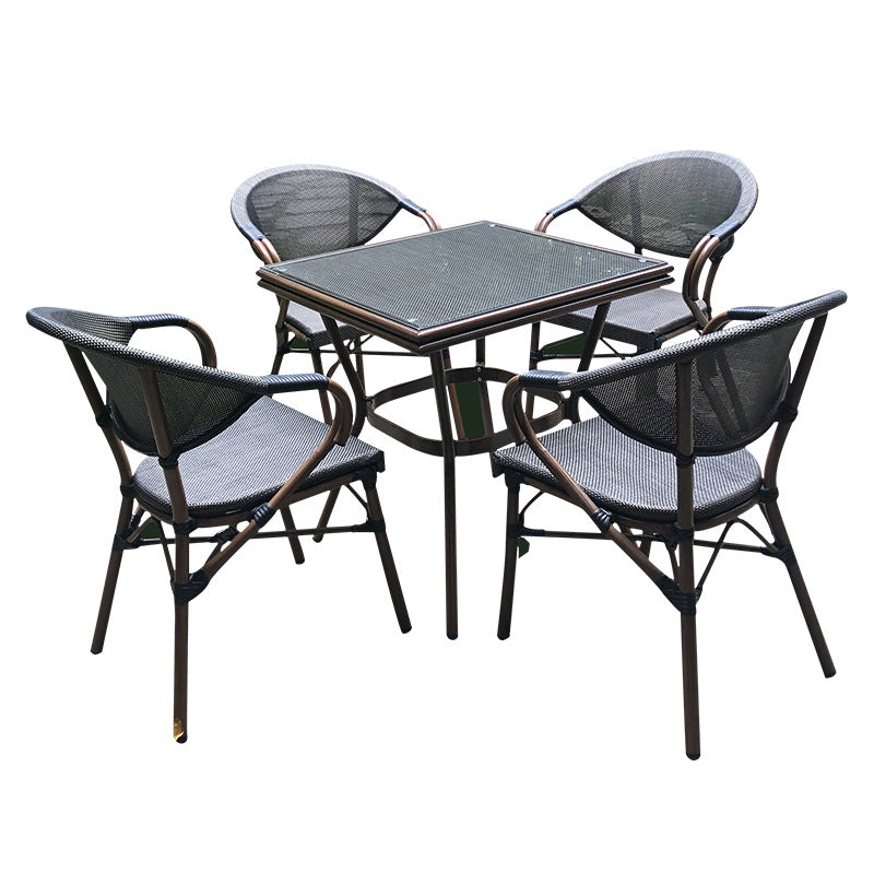 Modern Tempered Glass Dining Table Set 1/5 Pieces Dining Table Set for Outdoor