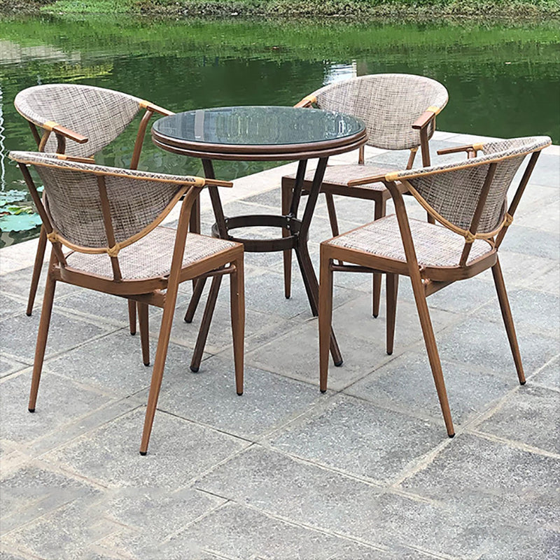 Modern Tempered Glass Dining Table Set 1/5 Pieces Dining Table Set for Outdoor