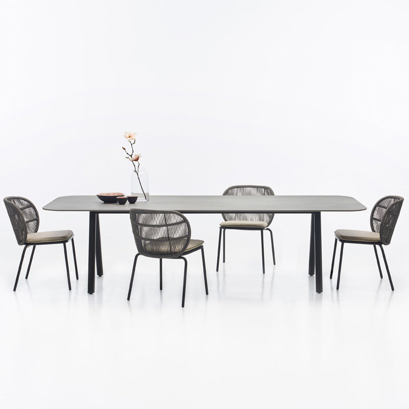 Boho Stone Dining Set 1/5/7 Piece Rectangular Dining Table Set for Outdoor