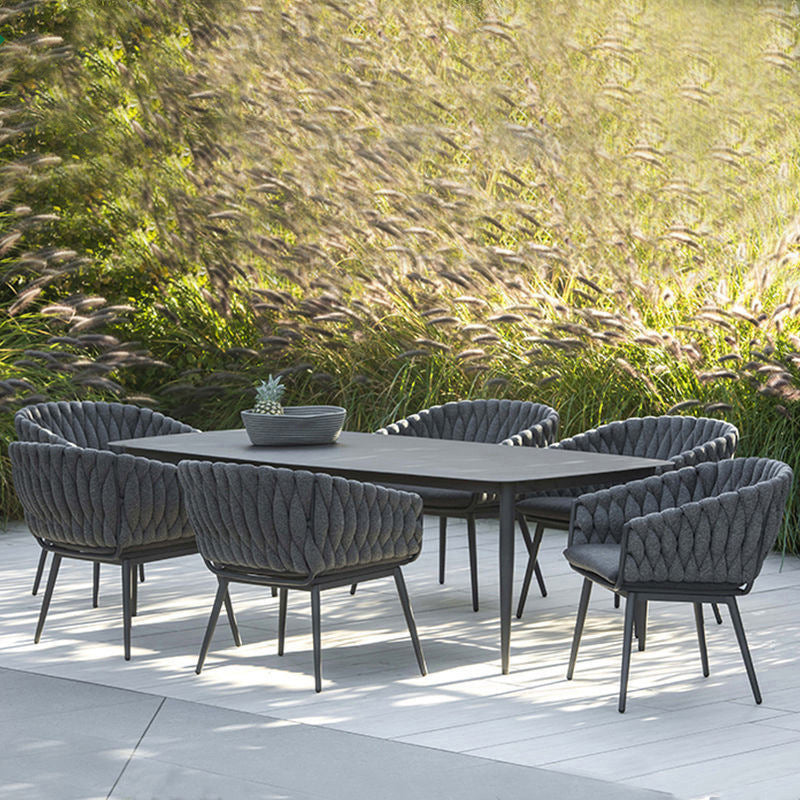 Modern Dining Table Set with Metal Base 1/7 Pieces Dining Table Set for Outdoor