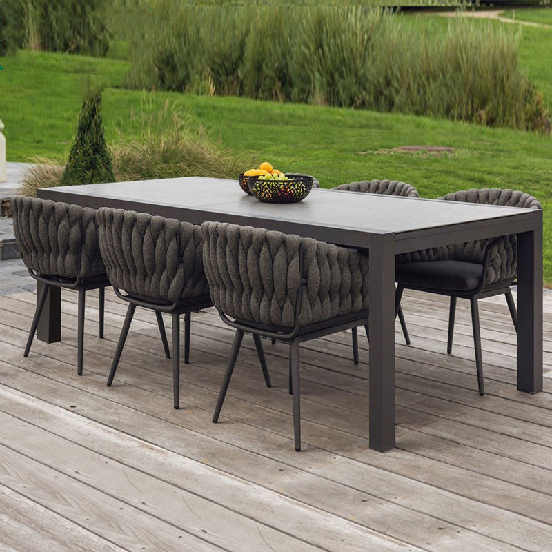 Modern Dining Table Set with Metal Base 1/7 Pieces Dining Table Set for Outdoor