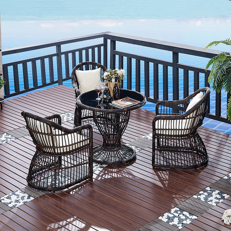 Modern Tempered Glass Dining Table Set 1/2/4/5 Pieces Dining Table Set for Outdoor