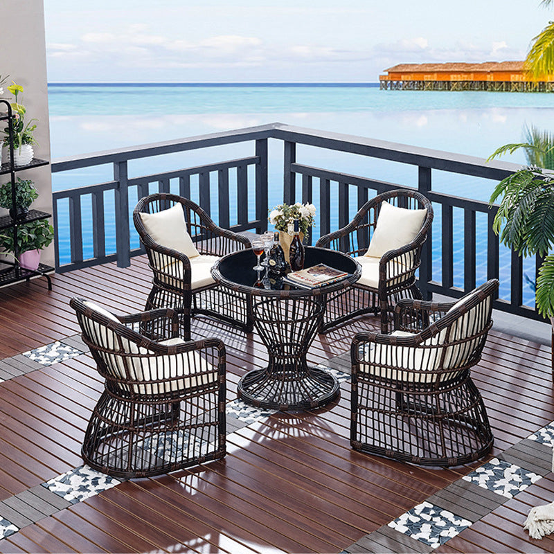 Modern Tempered Glass Dining Table Set 1/2/4/5 Pieces Dining Table Set for Outdoor