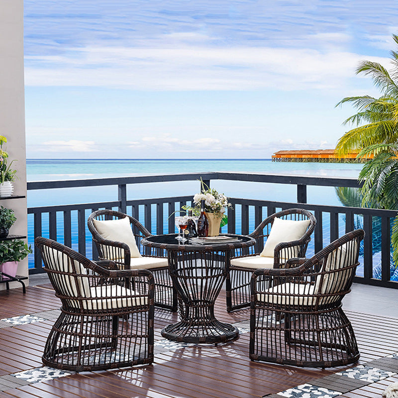 Modern Tempered Glass Dining Table Set 1/2/4/5 Pieces Dining Table Set for Outdoor