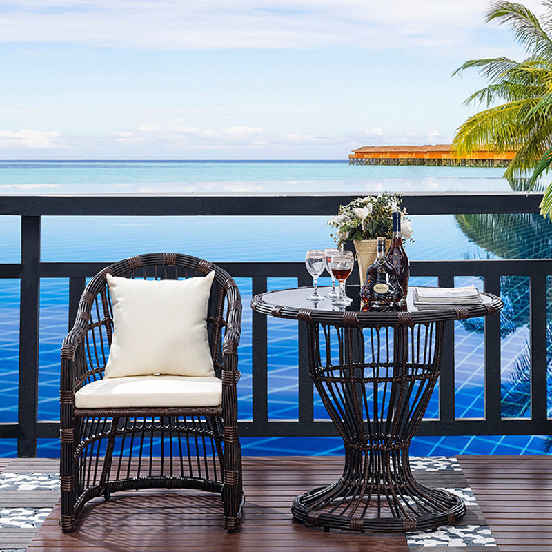 Modern Tempered Glass Dining Table Set 1/2/4/5 Pieces Dining Table Set for Outdoor