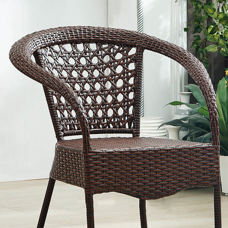 Modern Tempered Glass Outdoor Table Set 1/4/5 Pieces Dining Table with Rat Base