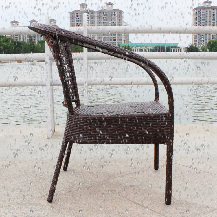 Modern Tempered Glass Outdoor Table Set 1/4/5 Pieces Dining Table with Rat Base