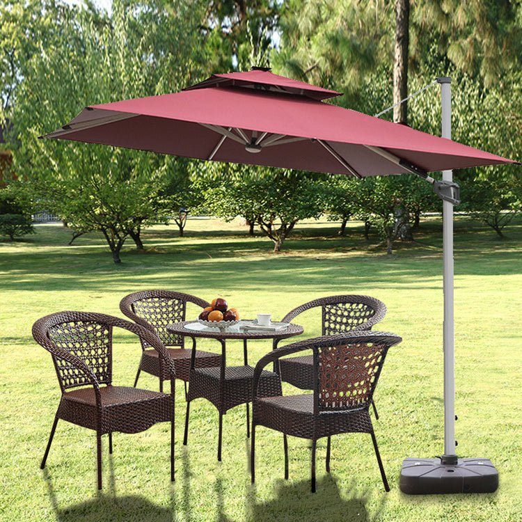 Modern Tempered Glass Outdoor Table Set 1/4/5 Pieces Dining Table with Rat Base