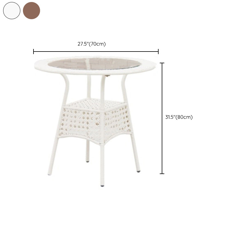 Modern Tempered Glass Outdoor Table Set 1/4/5 Pieces Dining Table with Rat Base