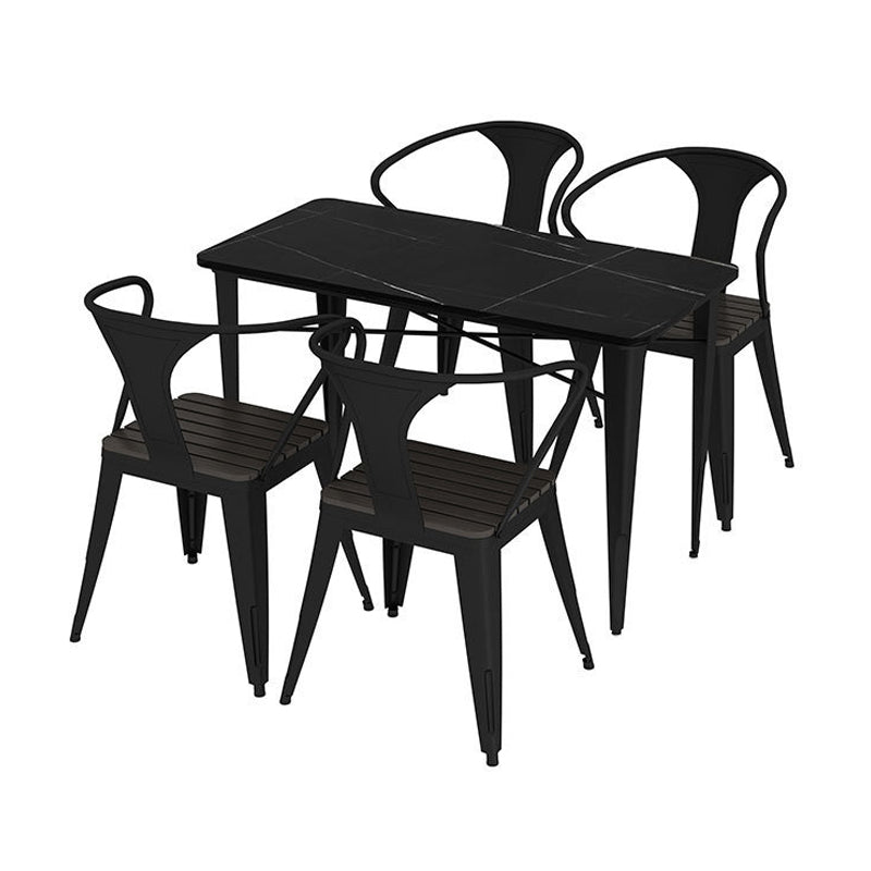 Modern Metal Dining Set 1/5 Pieces Stone Dining Table Set for Outdoor
