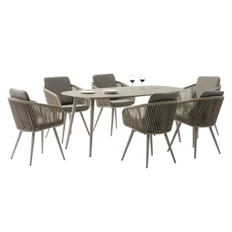 Modern Metal Dining Table Set 1/2/3/7 Pieces Dining Table Set for Outdoor