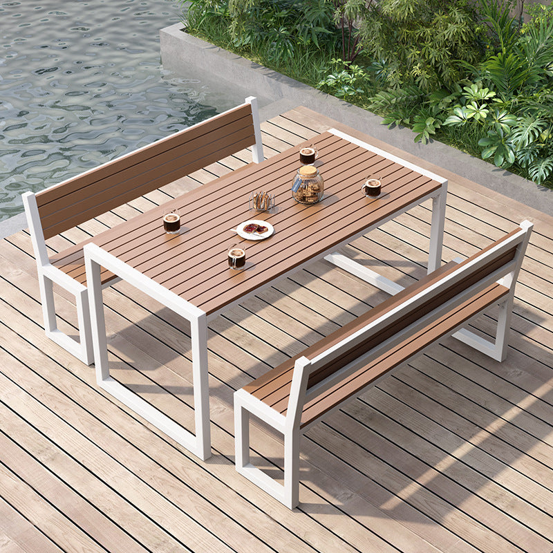 Modern Rectangular Picnic Table 1/3 Pieces Reclaimed Wood Dining Picnic Table