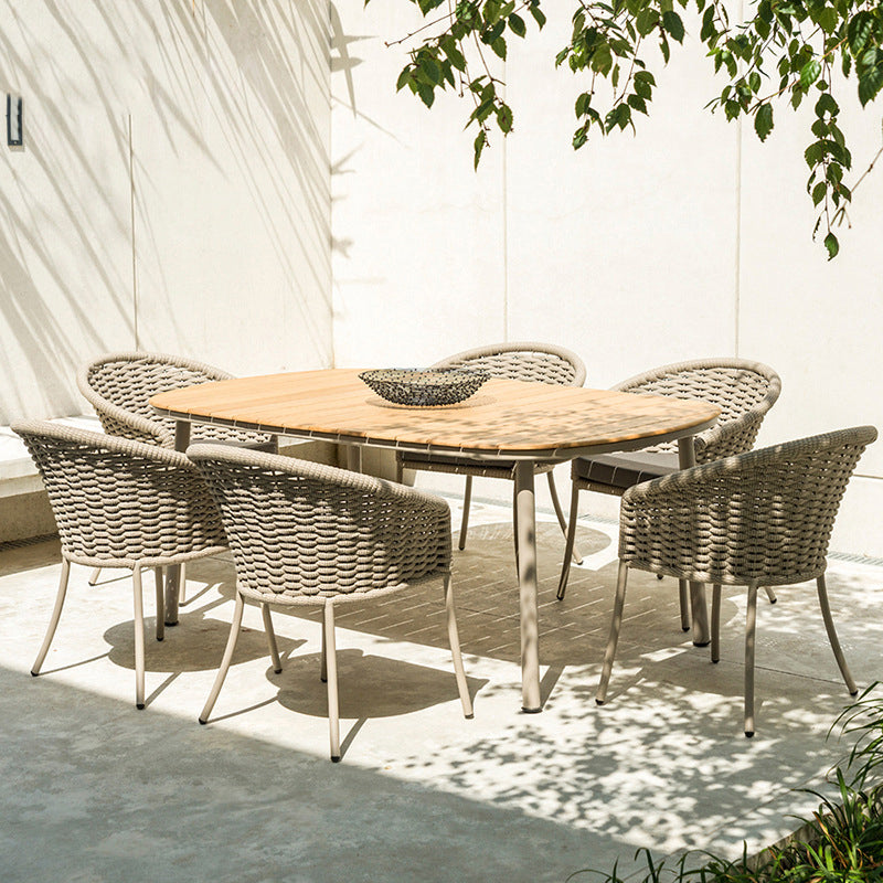 Bohemian Style Metal Base Dining Table Set 1/3/7 Pieces Dining Table Set for Outdoor