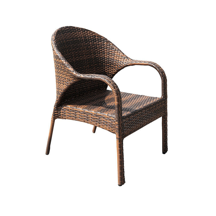 Modern Tempered Glass Outdoor Table Set 1/5 Pieces Dining Table with Rat Base