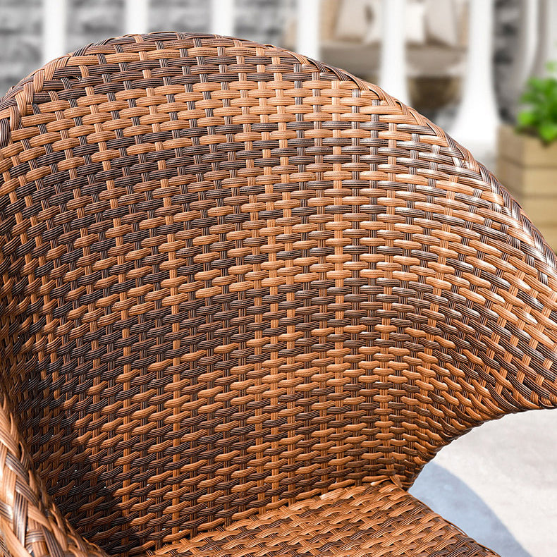 Modern Tempered Glass Outdoor Table Set 1/5 Pieces Dining Table with Rat Base