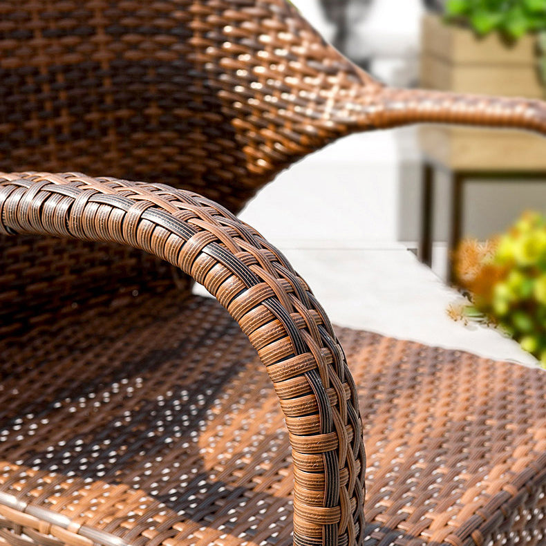 Modern Tempered Glass Outdoor Table Set 1/5 Pieces Dining Table with Rat Base