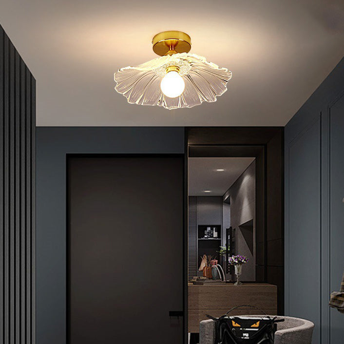 Single Golden Flush Mount Lighting Glass Ceiling Light for Living Room