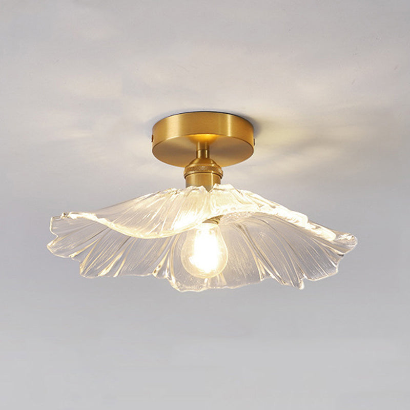 Single Golden Flush Mount Lighting Glass Ceiling Light for Living Room
