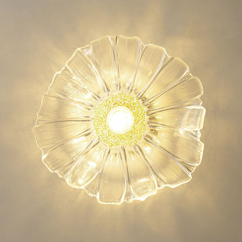 Single Golden Flush Mount Lighting Glass Ceiling Light for Living Room