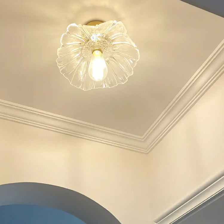Single Golden Flush Mount Lighting Glass Ceiling Light for Living Room