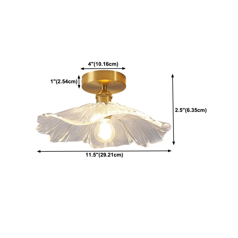 Single Golden Flush Mount Lighting Glass Ceiling Light for Living Room