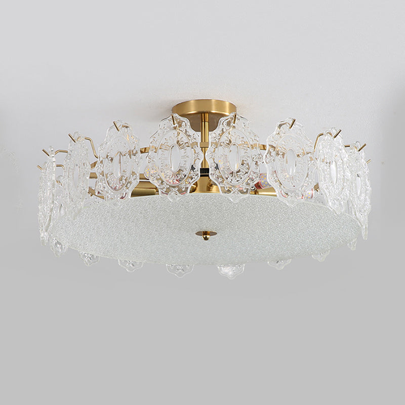 Contemporary Ceiling Lamp Household Glass Shade Flush Mount Light Fixture