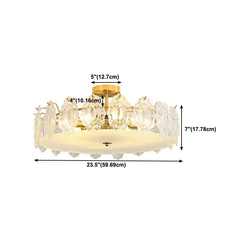 Contemporary Ceiling Lamp Household Glass Shade Flush Mount Light Fixture