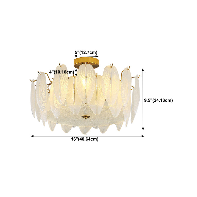Contemporary Ceiling Lamp Household Glass Shade Flush Mount Light Fixture