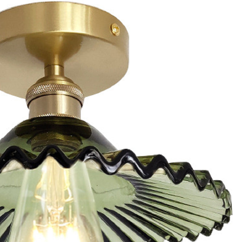 1-Light Ceiling Light Modern Ceiling Mount Lamp with Glass Shade for Bedroom
