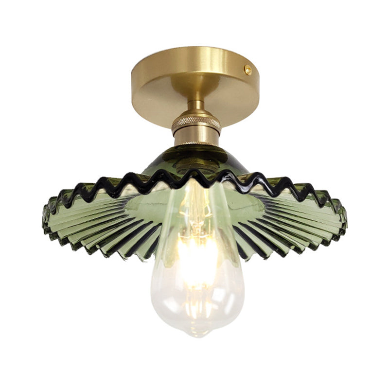 1-Light Ceiling Light Modern Ceiling Mount Lamp with Glass Shade for Bedroom