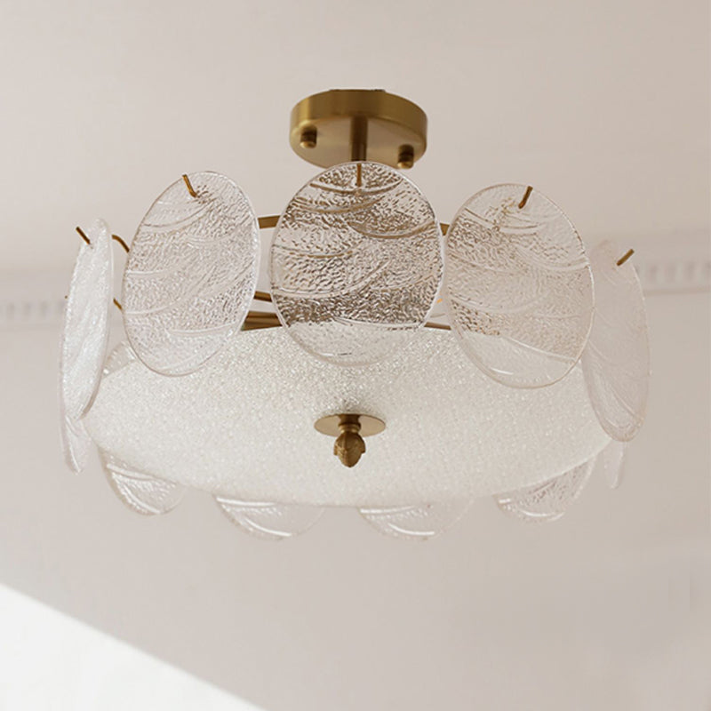 Contemporary Ceiling Lamp Round-shaped Glass Flush Mount Light Fixture