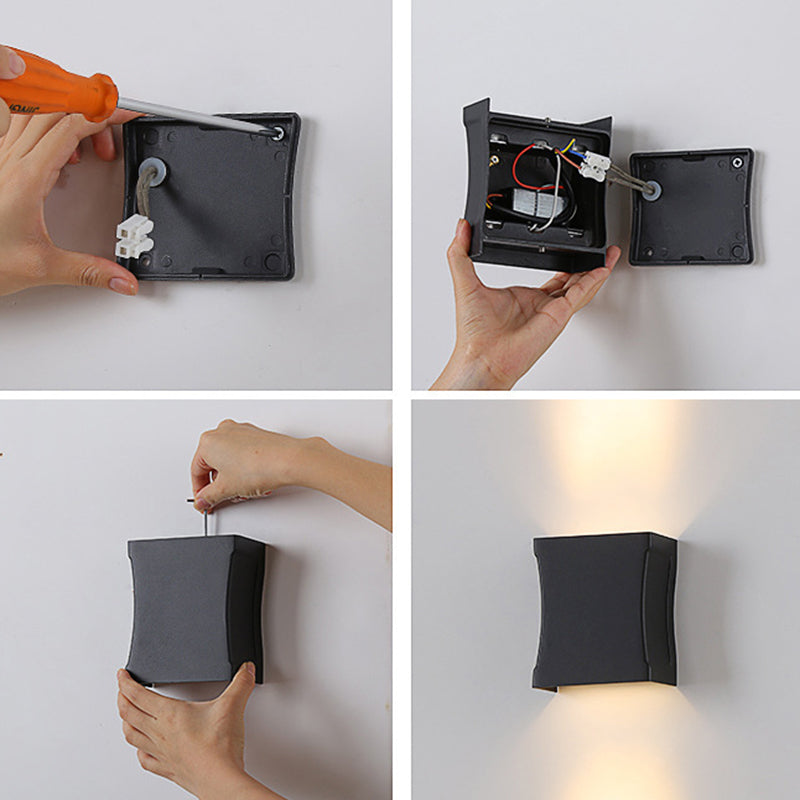 Modern Style Geometry Shape Wall Sconce Metal 2 Light Sconces for Outdoor