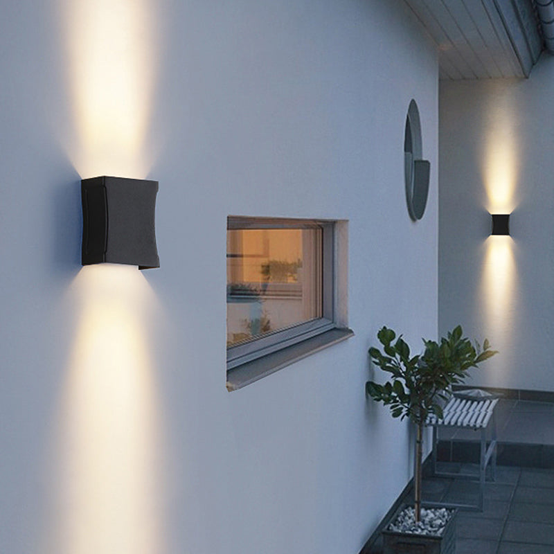 Modern Style Geometry Shape Wall Sconce Metal 2 Light Sconces for Outdoor