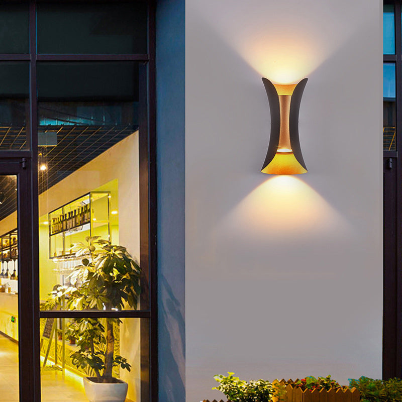 Modern Style Curl Shape Wall Sconce Metal 2 Light Sconces for Outdoor