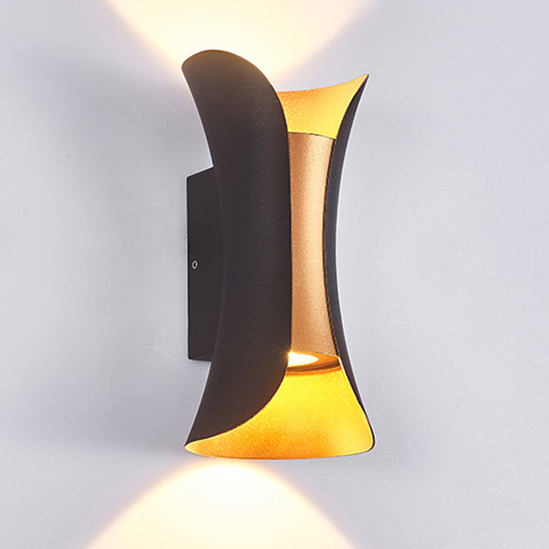 Modern Style Curl Shape Wall Sconce Metal 2 Light Sconces for Outdoor